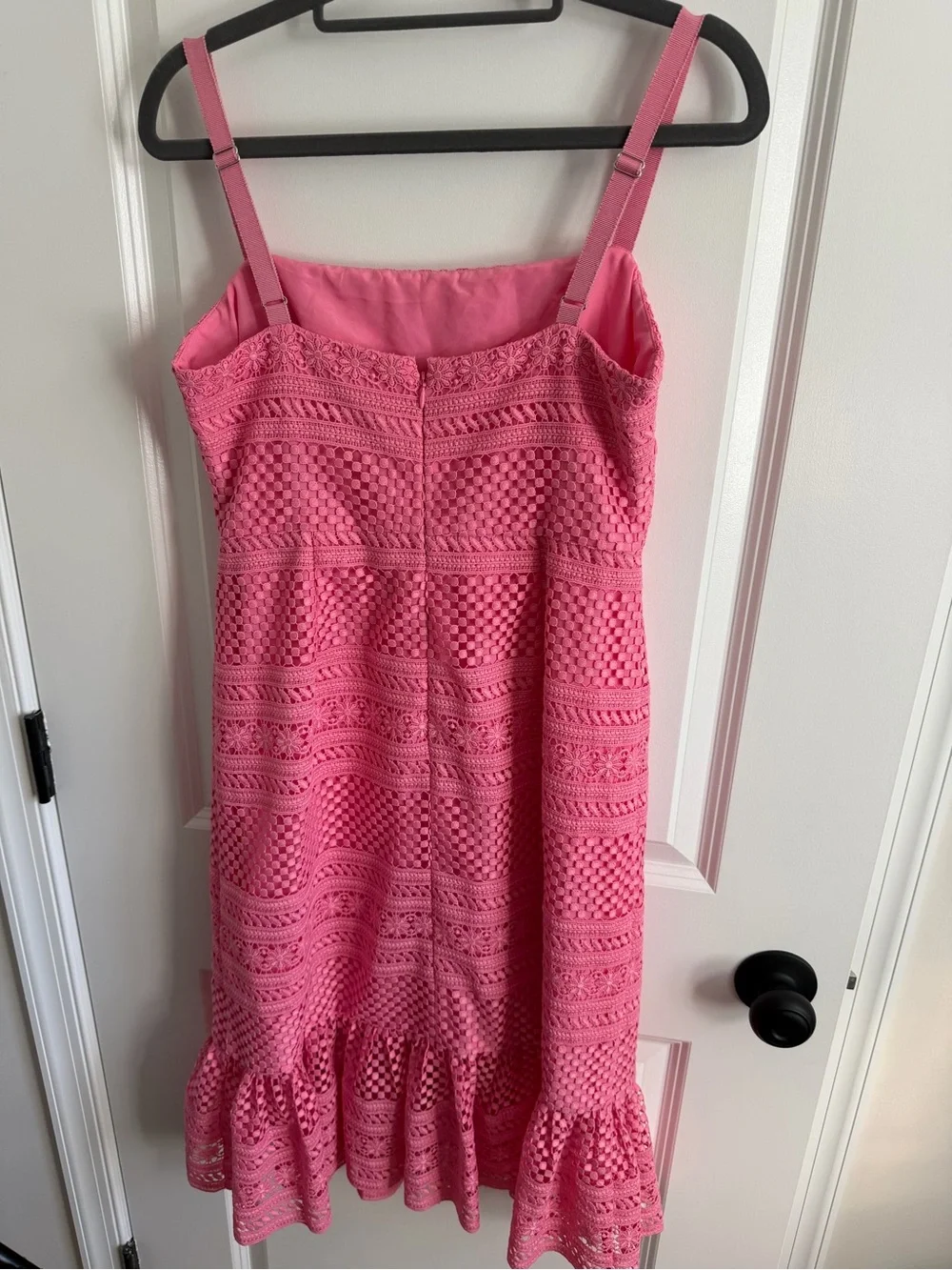 J Crew Pink Crochet Knit Ruffle Hem Sundress